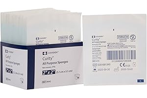 Covidien 8042 Curity Non-Woven All-Purpose Sponge, Sterile 2's in Peel-Back Package, 2" x 2", 4-ply (Pack of 50)