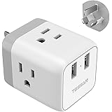 Australia China Power Plug Adapter, TESSAN 5 in 1 New Zealand Travel Power Adapter with 3 US Outlets and 2 USB Charging Ports