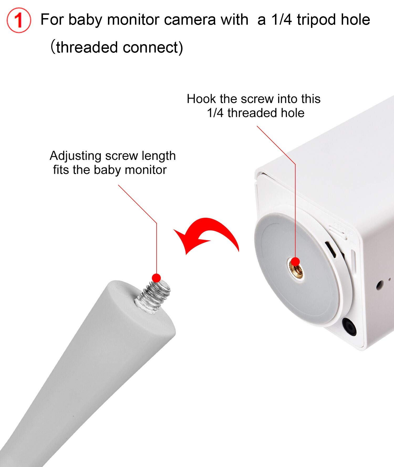 Baby Monitor Mount Camera Shelf Compatible with Infant Optics DXR 8 & DXR-8 Pro and Most Other Baby Monitors,Universal Baby Camera Holder,Attaches to Crib Cot Shelves or Furniture (White)