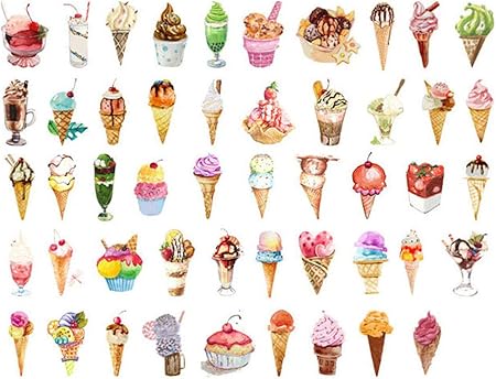 Amazon Kamizuki シール アイスクリーム 手帳シール スッテカー Diy 手作り 日記 ダイアリー カレンダー アルバム 家計簿 オシャレ 可愛い 小さいシール アイス 50枚 シール ステッカー 文房具 オフィス用品