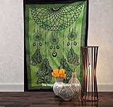 Tapestry Single Dream Catcher hippie mandal Wall Hanging Art Decor Mandala Tapestries Hippie Dorm 84X55 inches AAKRITI GALLERY (Green)