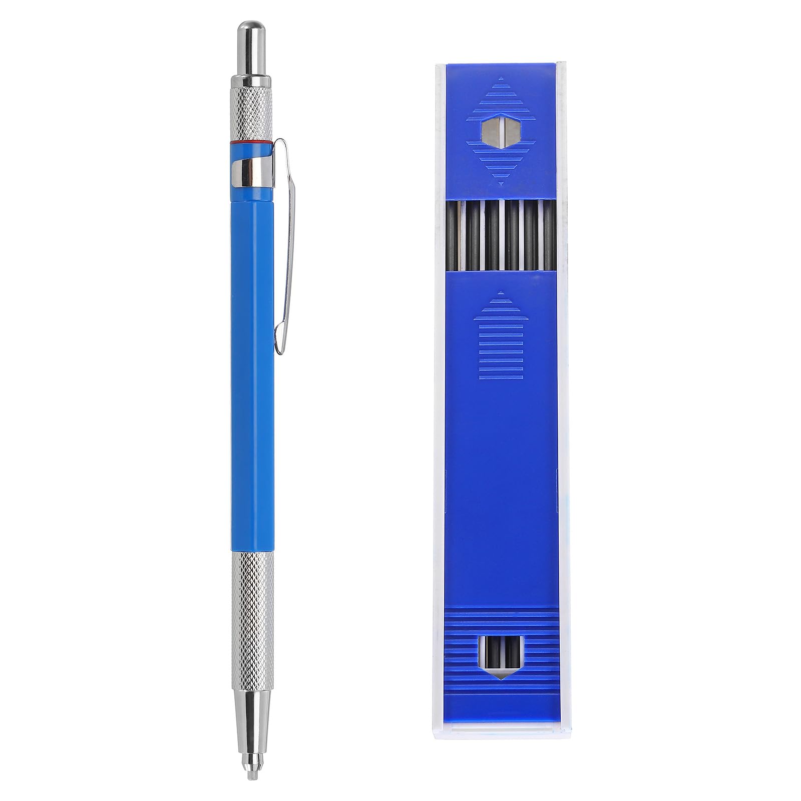 PATIKIL Mechanical Pencil with 12Pcs HB Refills, Write Smoothly Portable Pencil with Built-in Sharpener and Claw Tip for Drafting Painting Designing, Blue