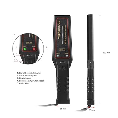 Detector manual de metales en bolsillos con alarma sonora y vibración para seguridad en aeropuertos y estaciones: Amazon.es: Industria, empresas y ciencia