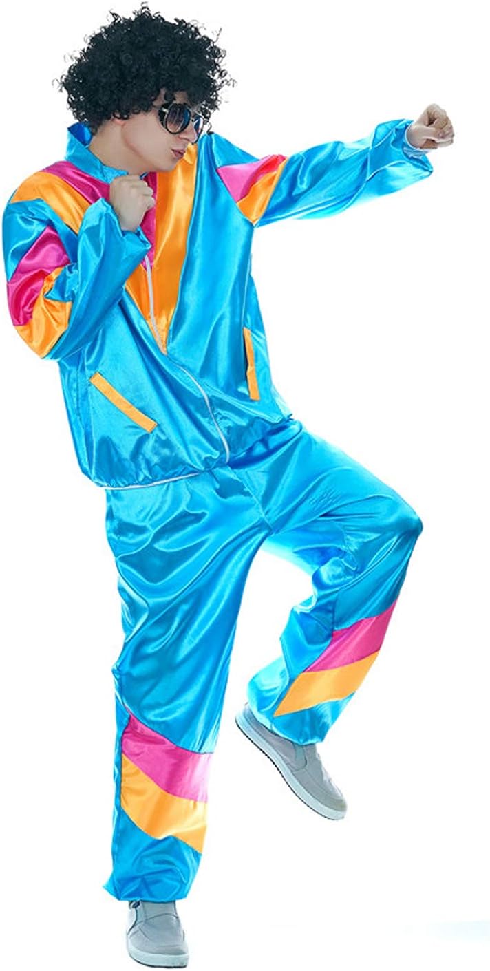 MIAIULIA Men's 80s Height of Fashion Shell Suit Costume, Male Blue OneSize: Clothing