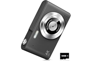 AYCY Digital Camera, Camera for Kids, UHD 4K 48MP Point and Shoot Digital Cameras with 64GB SD Card and 16X Digital Zoom Anti Shake, Compact Portable Small Gift for Boys Girls Students, Black