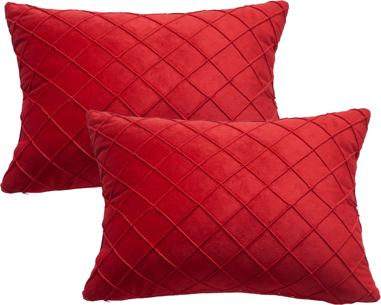 GONOVE Cushion Covers 30X50cm Soft Velvet Decorative Throw Pillow Cases Pack of 2 Square Pillow Covers Pillowcases with Invisible Zipper for Home Couch Sofa Bed, Red