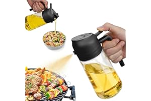 MGahyi 2 in 1 Glass Oil Sprayer & Dispenser, 2024 New 2-in-1 Glass Oil Sprayer and Dispenser for Kitchen Cooking, Glass Oil Dispenser Spray Bottle for Home (Black-470 ml)
