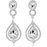 Elegant Crystal Rhinestone Teardrop Chandelier Wedding Bridal Dangle Drop Earrings