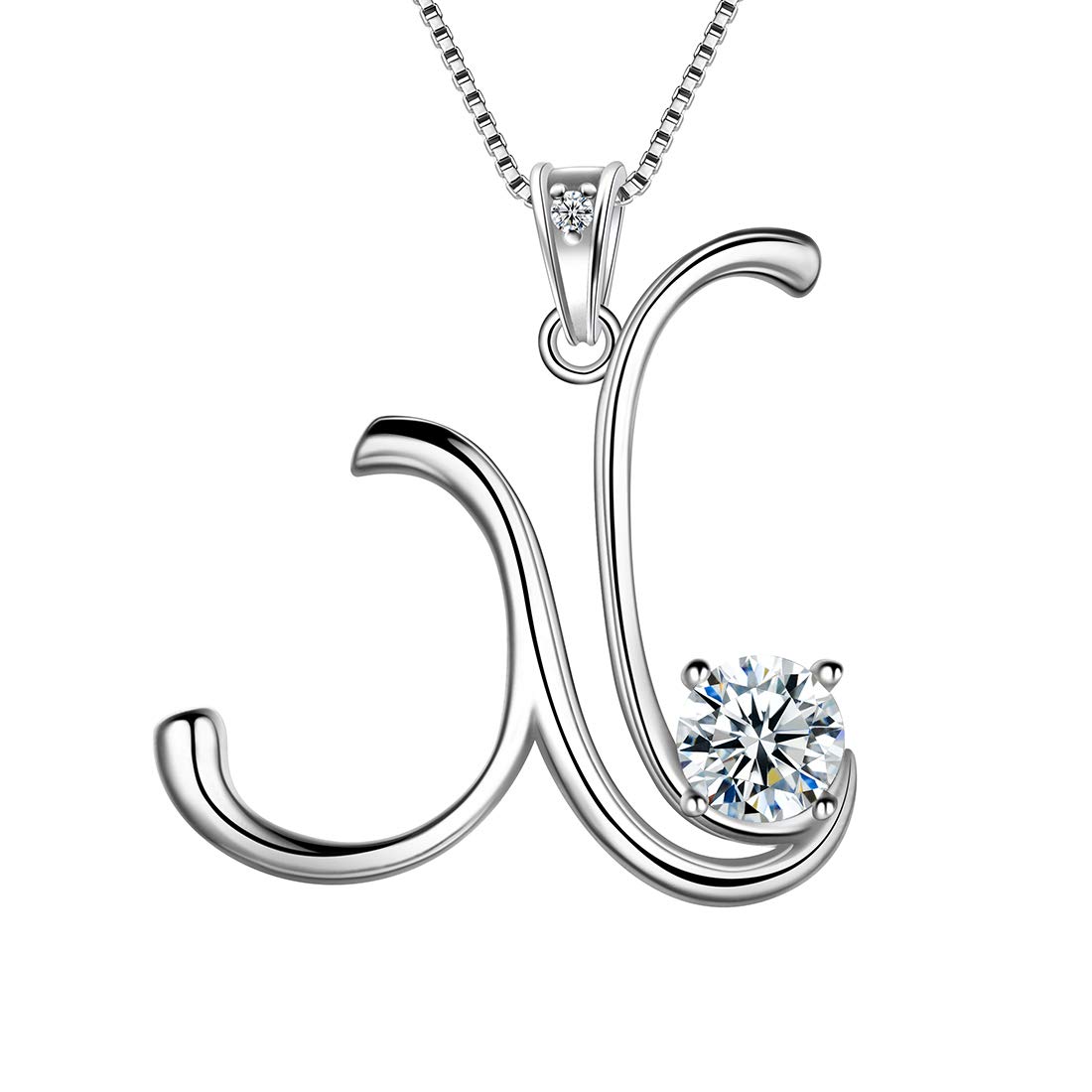 Aurora Tears Letter X Necklaces 925 Sterling Silver Cubic Zirconia Alphabet Initial X Pendant Jewellery Gifts for Women and Girls DP0166X — image 1