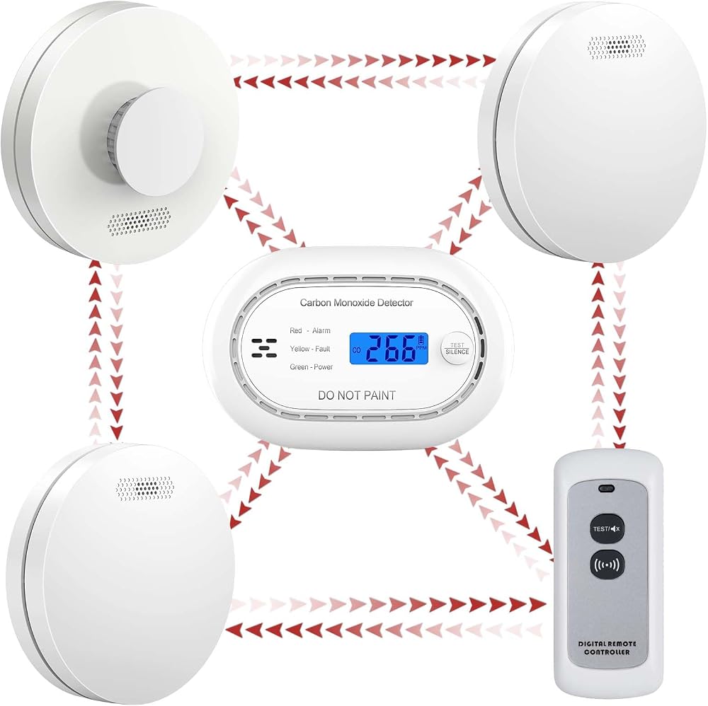 XINDUM Wireless Interlinked Smoke Alarm Bundle with CO & Heat Detectors