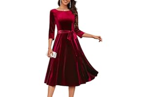 DRESSTELLS Velvet Cocktail Dress for Women, 2025 Winter Christmas Holiday Dress, 3/4 Long Sleeves Party Formal Gala