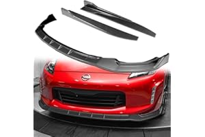 W-POWER Q1-TECH, 5-Piece Front Bumper Lip + Side Skirt Rocker Winglet Canard Diffuser Wing Compatible with 2013-2020 Nissan 370Z, Front Lip Air Chin Spoiler Body Splitter ABS (Painted Carbon)