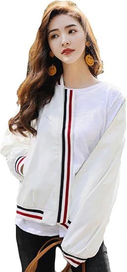 Amazon Topmodelss レディース 春 秋 スタジャン 無地 シンプル ゆったり 体型カバー ブルゾン ポケット付き Bf風 可愛い ジャケット ショート丈 通勤 アウター Ma 1 ジャケット 白 黒 S M L Xl 2xl コート ジャケット 通販