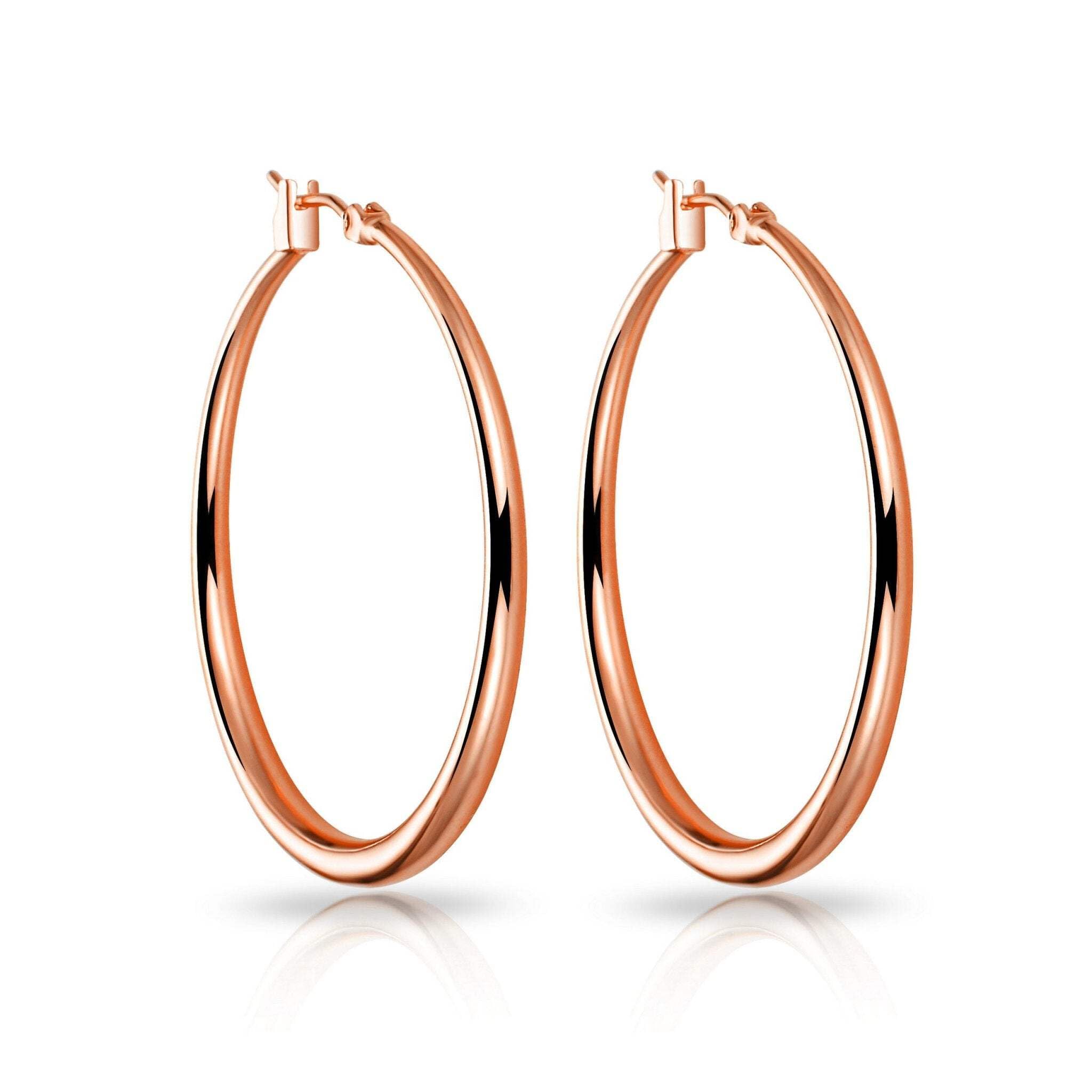 Philip Jones Rose Gold Plated 40mm Hoop Earrings