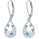 KINGWHYTE Axolotl/Crab/Dolphin/Turtle Earrings for Women 925 Steling Silver Opal Dangle Leverback Earring Cute Animal Drop Earrings Mothers Days Jewelry Gifts for Mum