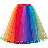 MisShow Womens Rainbow Tutu Skirt Layered Tulle Skirt Girls Colorful Halloween Costumes Tutu