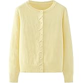 MakeMeChic Women's Bow Cardigan Sweaters Pearl Button Down Long Sleeve Knit Outerwear