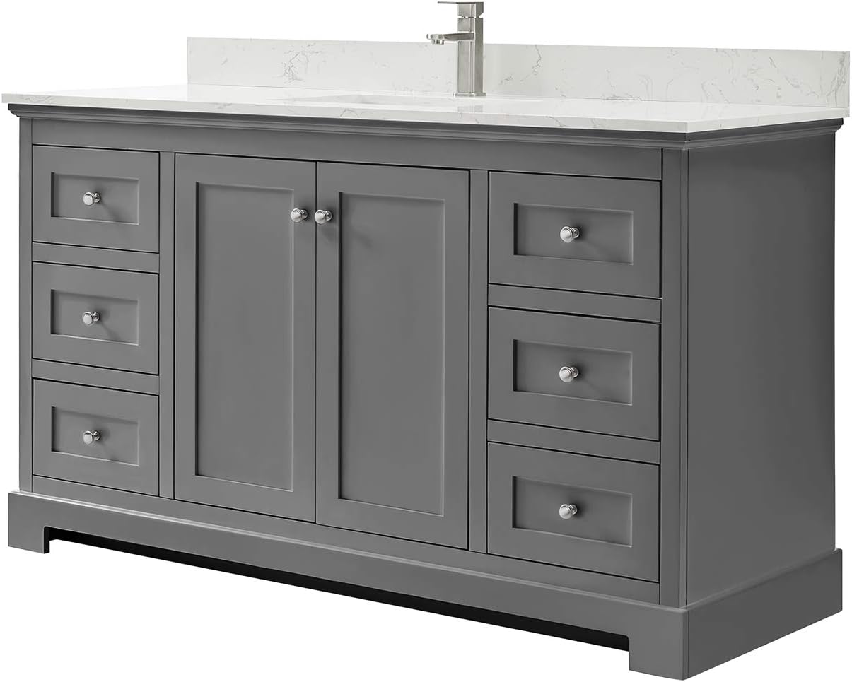 Ryla 60 Inch Single Bathroom Vanity In Dark Gray Carrara Cultured