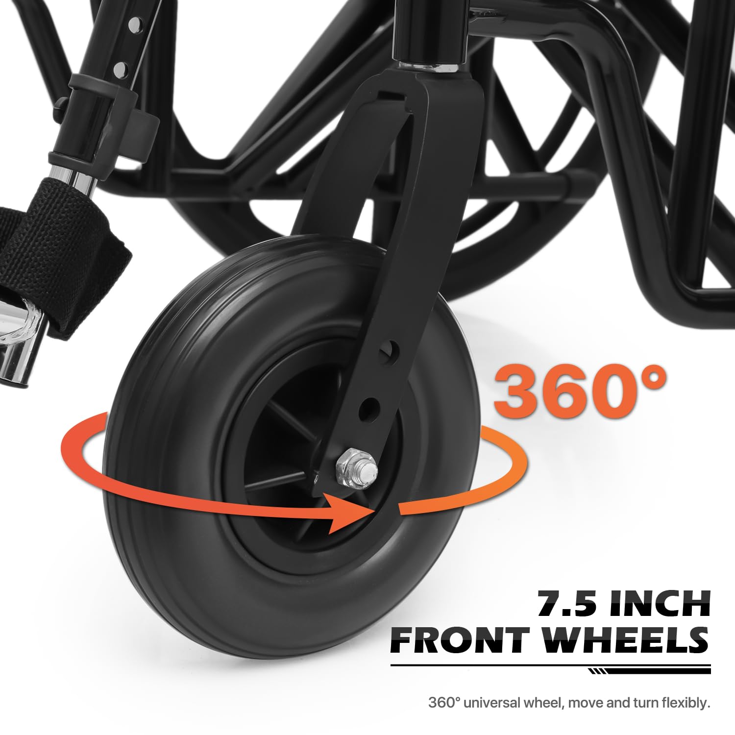 monicare Wide Foldable Bariatric Wheelchair for Adult 500-lbs Heavy-Duty Folding Transport Self-Propelled Wheel Chair with 24-Inch Seat