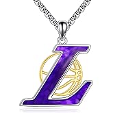AXELUNA Laker Necklace Laker Gifts for men Laker Basketball Necklace S925 Sterling Silver for Men