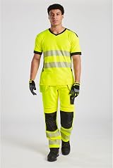 Portwest T501 PW3 Hi Vis Work Trousers Yellow Navy 30 view 2