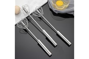 12-Inch Semi-Automatic Egg Beater, One-Push Rotary Hand Whisk, Stainless Steel Kitchen Tool for Effortless Mixing