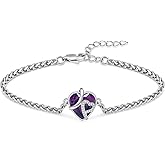 constantlife Heart Shape Urn Bracelet for Ashes for Women Stainless Steel Crystal Cremation Keepsake Adjustable Link Bangle Loved Ones Memorial Jewelry Gift