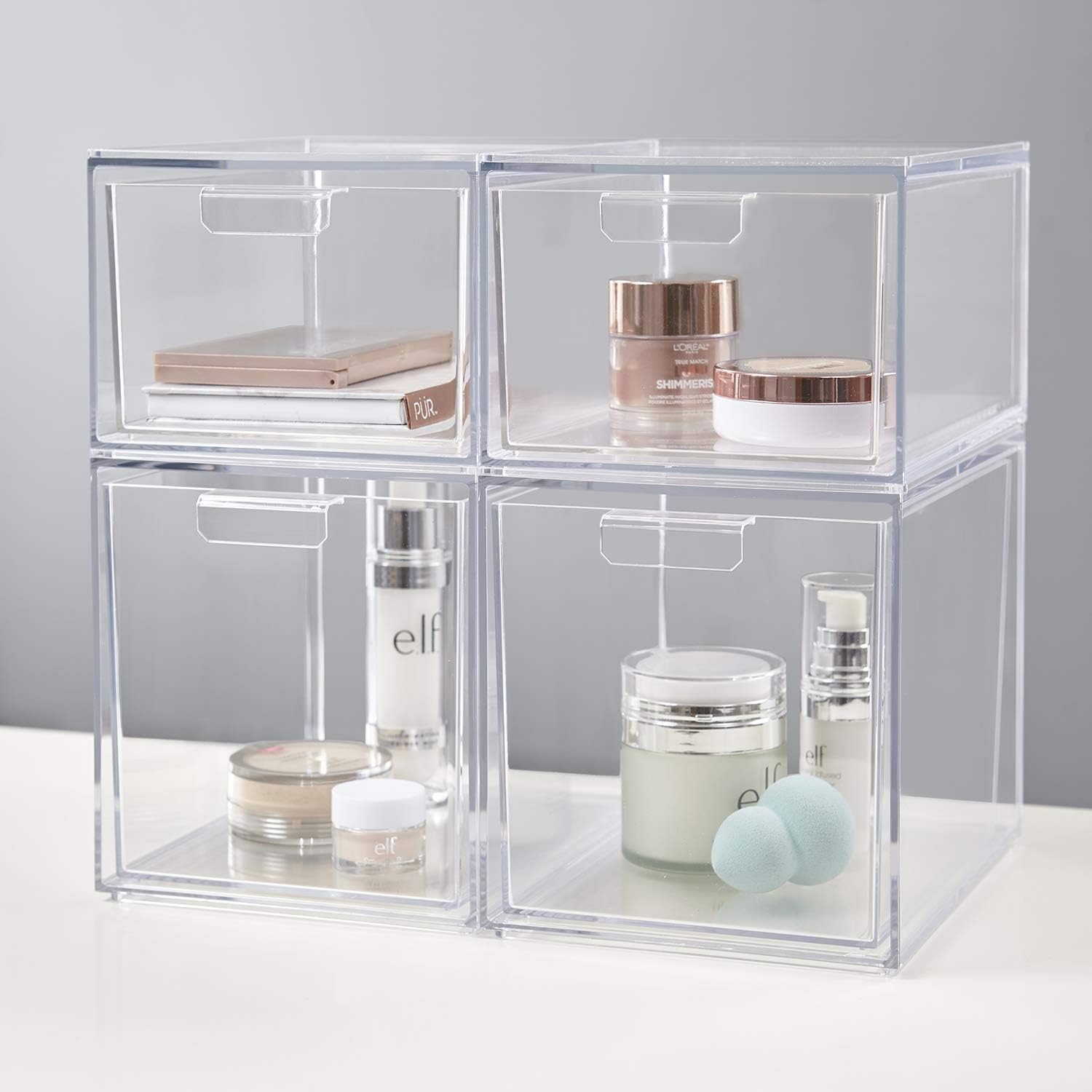 STORi Audrey Stackable Cosmetic Organizer Drawers 4-1/2" Tall | set of 2 Clear: Home & Kitchen