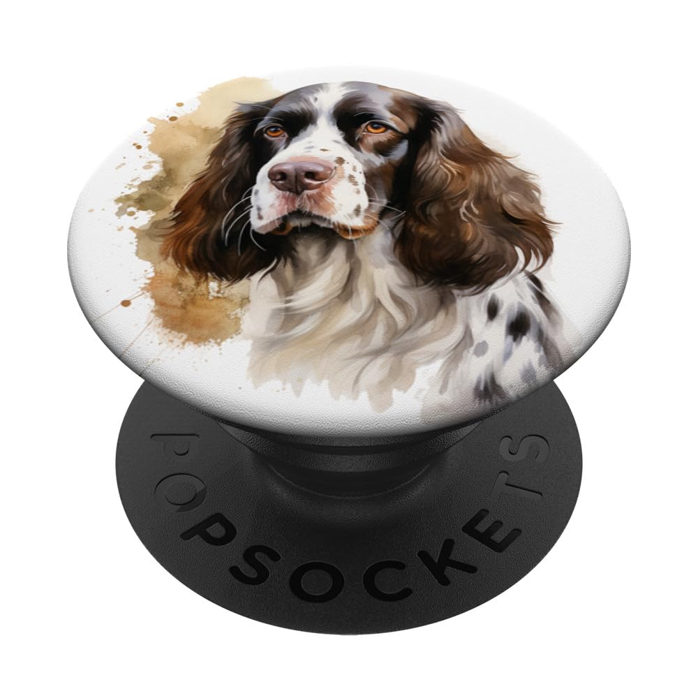 English Springer Spaniel Watercolor Dog For Dog Lovers PopSockets Swappable PopGrip