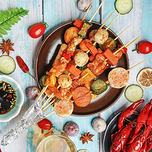 HANSGO Natural Bamboo Skewers, 8 Inch Wooden Skewers Barbecue Sticks for Appetiser, Fruit, Cocktail, Kabob, Chocolate Fountain, Grilling, 100PCS