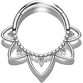 Agrewd Minimalist Lotus G23 Solid Titanium Septum Rings 16G Flower Septum Jewelry Dainty Helix Daith Earrings for Women Daith Piercing Jewelry Surgical Steel Hypoallergenic