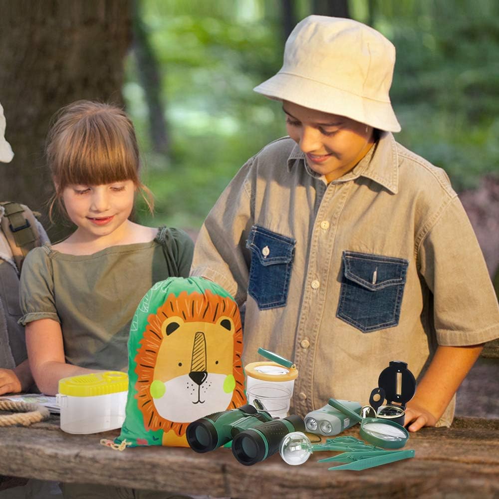 LBLA Outdoor Explorer Set 27 pc - Nature Exploration Kit Children Outdoor Games Mini Binoculars, Compass, Whistle, Magnifying Glass, Bug Catcher, Headlamp,Adventure, Hiking Educational Toy: Toys & Games