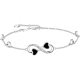 Infinity Ankle Bracelet for Women, 925 Sterling Silver Charm Adjustable Anklet, Large Bracelet Fine Jewelry Mothers Day Gifts White Gold/Rose Gold Plated