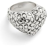 COACH Women's Signature Quilted Heart Cocktail Ring