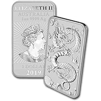 2019 - Present 1oz Silver Bar Australia Perth Mint Dragon Series Coin $1 Brilliant Uncirculated