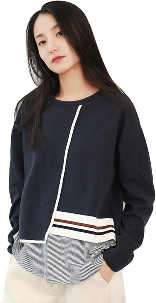 ブリスクスリー Briskthree レディース カットソー Tシャツ トップス 七分袖 長袖 ニット 重ね着風 切替 厚手 薄手 大きいサイズ ゆったり Tシャツ カットソー 通販 Amazon