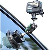 SEASKY S1 Powerful Sports Camera Suction Cup Car Mount for Gopro Hero 13/12/11/10/9/8 Black DJI Action 5/4/3/2 Pocket Insta360 X5 X4 X3 X2 Ace Pro 2 Cell Phone Holder Accessories Aluminum Alloy Metal