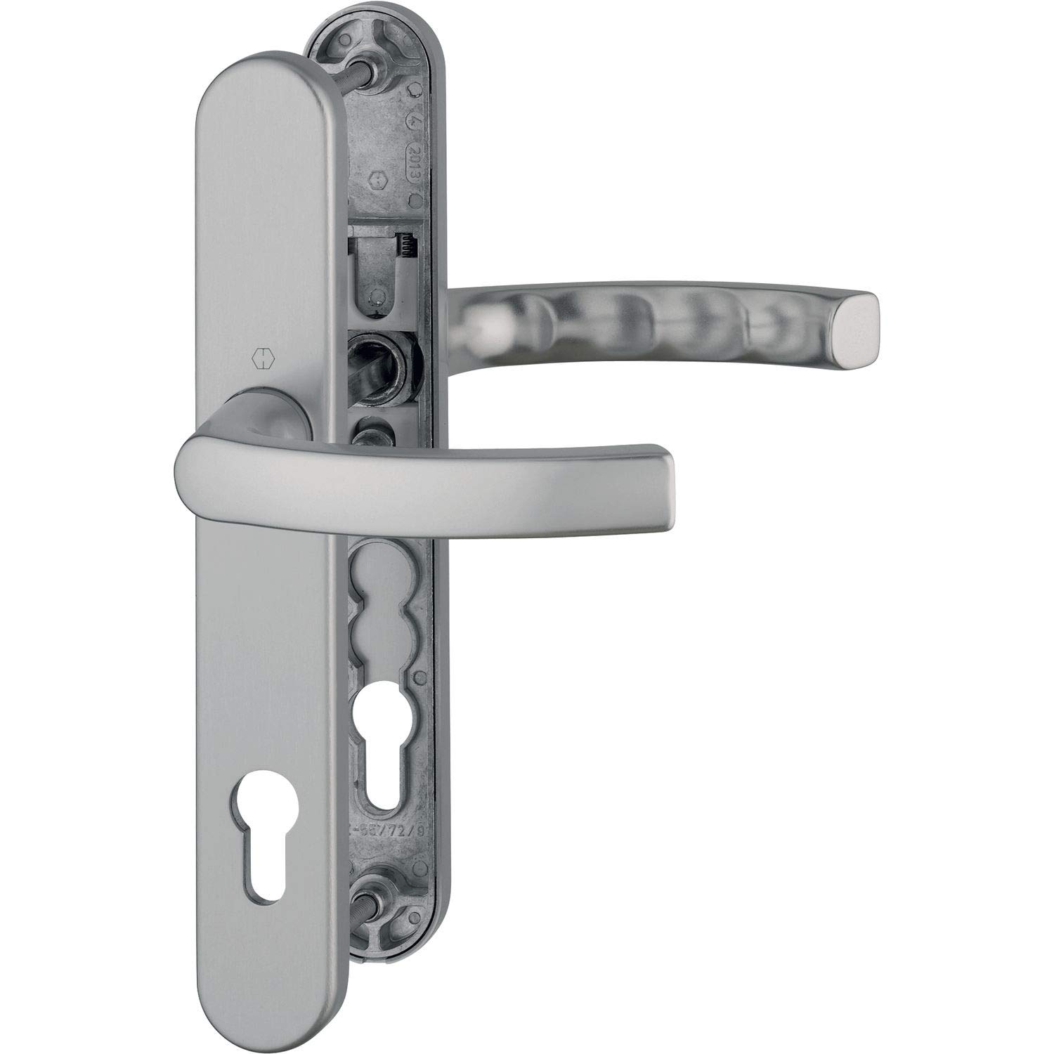HOPPE Lège Door Handle Set on Narrow Plate Door Thickness 67-72 Stainless Steel Effect