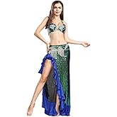ROYAL SMEELA Belly Dance Costume Belly Dance Skirt Sequin Belly Dance Bra Top Belly Dancing Belt Carnival Costumes for Women