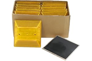 FireHoseDirect Peel-N-Stick Yellow Reflective Road Driveway Marker (10 Pack) - Yellow Pavement Markers - Yellow Reflective Road Marker