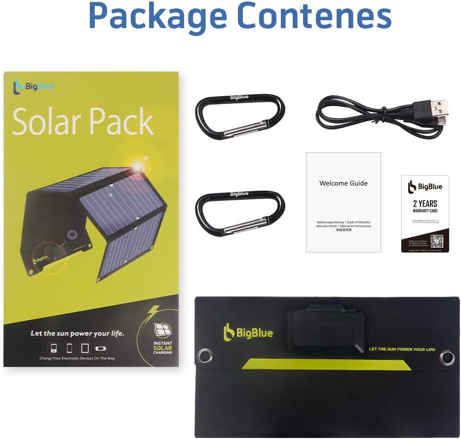 Slim Solar Phone Charger BigBlue 24W Portable Solar Charger with 3 USB Ports(5V/4A Max Total) for Camping, Foldable SunPower Solar Panel for iPhone 11/Xs/X/8/7, iPad, Samsung Galaxy, Google Pixel etc.: Home Audio & Theater