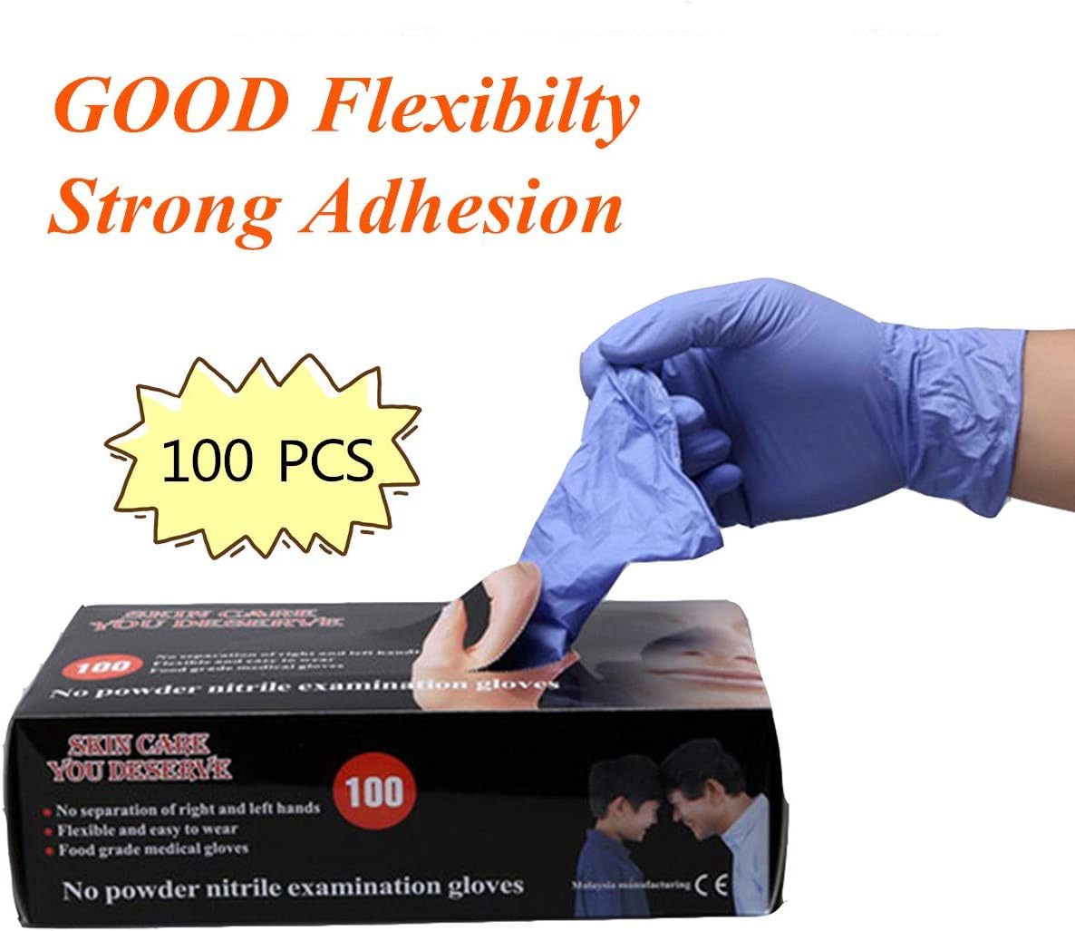 Disposable Medical Nitrile Disposable Gloves Powder Free Textured Foodstuff Chemical Domestic Industry 100 pcs Purple S