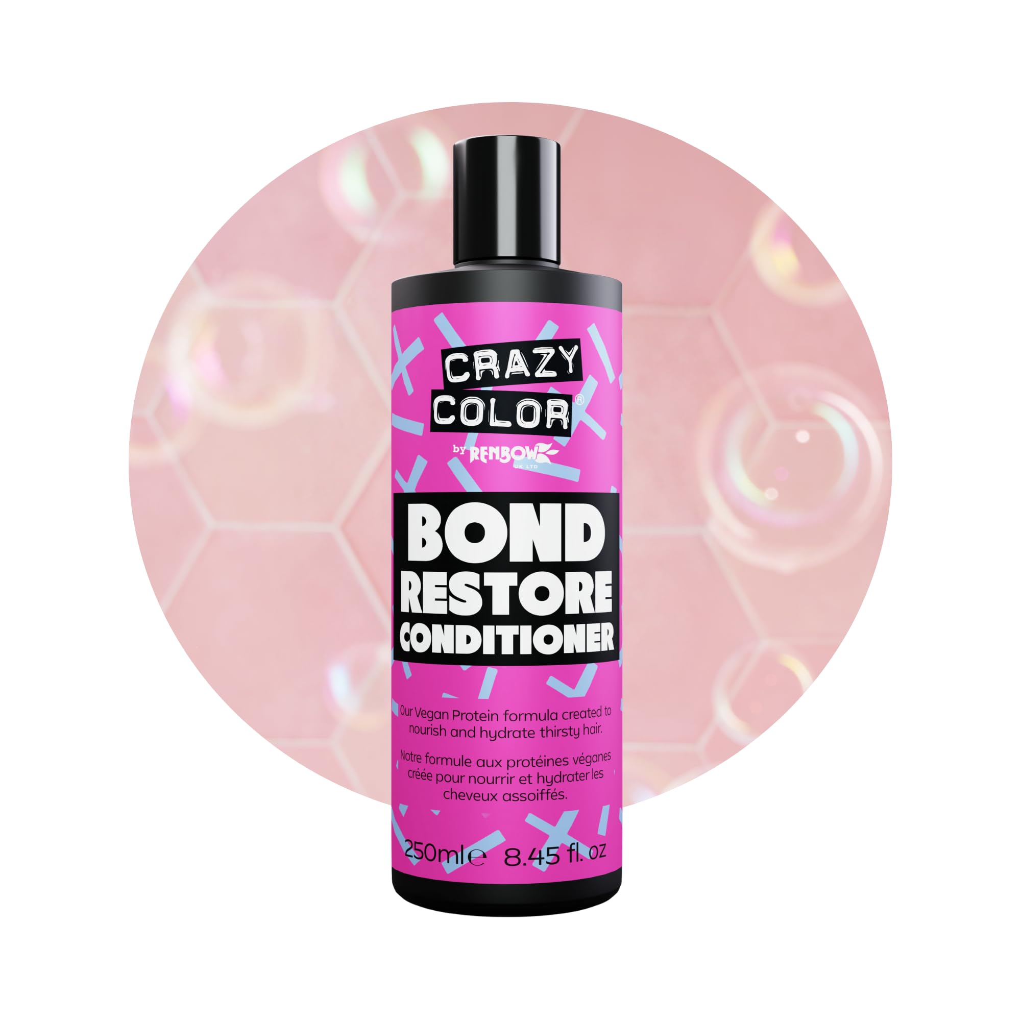 Crazy Color Bond Restore Conditioner for Dry Damaged Hair, Bleached, Coloured, Broken, Curly or Frizzy Hair. Vegan, Cruelty & Sulphate Free, 250ml