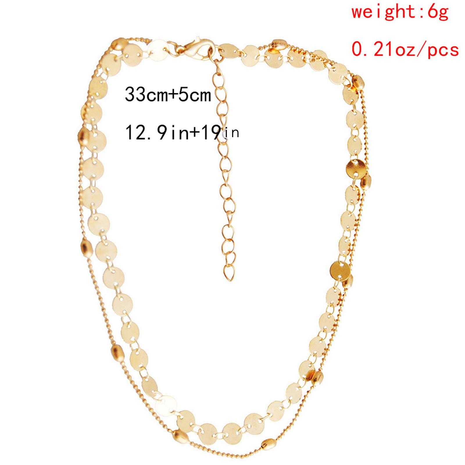 TseenYi Layered Coins Disc Necklace Choker Boho Gold Satellite Chain Necklace Short Trendy Necklaces Jewelry for women and Girls (Gold)