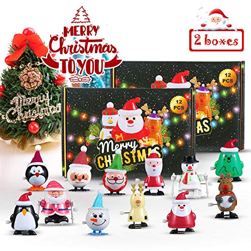 ThinkMax 24 Pack Christmas Wind Up Toys, Colorful Assorted Toys for Kids Christmas Party Favor Goody Bag Filler