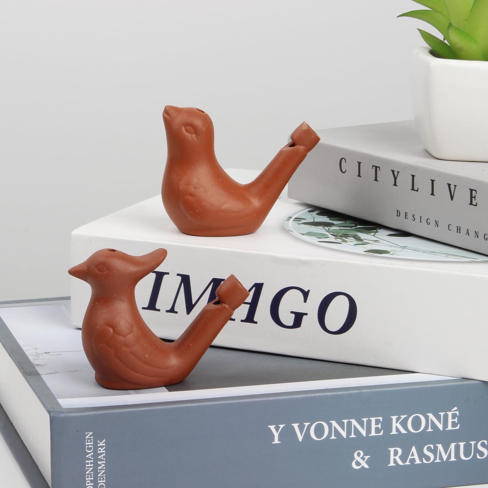 KVMORZE 2Pcs Bird Water Whistles, Funny Ceramic Water Whistles, Warbler BirdWhistles Noise Makers, Purple Clay Pottery Waterfowl Whistle for Birthday Favors Gifts or Outdoor Accessories