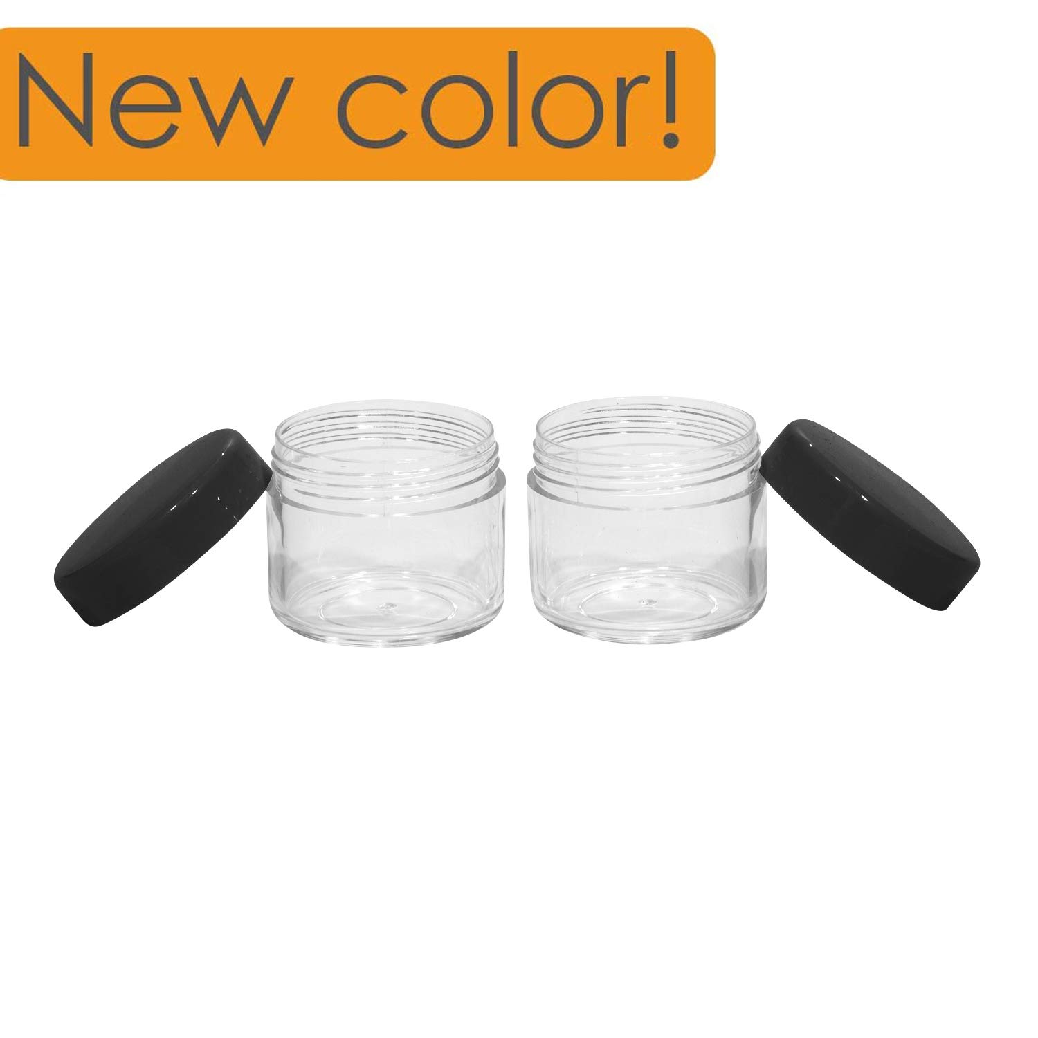 Houseables 20 Gram Jar, 20 ML Jar, 12 Pk, Black, BPA Free, Cosmetic Sample Empty Container, Plastic, Round Pot Screw Cap Lid, Small Tiny 20g Bottle : Beauty