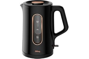 Offacy Electric Kettle, Tea Kettle Pot, Double Wall Glass Inner 1.5L/1200W, Hot Water Kettle Teapot Boiler & Heater with Automatic Shut Off, BPA-Free & LED Indicator Lights, Black