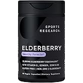 Sports Research® Daily Immune Support Elderberry with Zinc, Vitamin C, Ginger & Vitamin D3 5000iu - Gluten Free · Non-GMO Verified · Soy Free - 60 Veggie Capsules