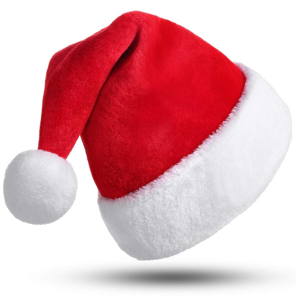 CITÉTOILE Santa Hat, Christmas Hat, Unisex-Adult Red Santa’s Hat Deluxe Velvet Father Christmas Hat Decorations Gifts Costume For Xmas Party Halloween